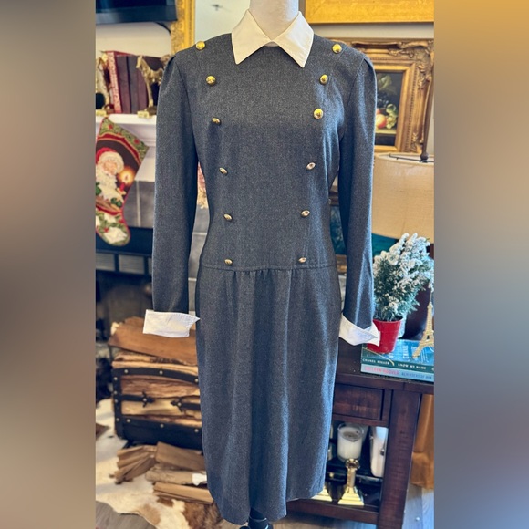 ESCADA by Margaretha Lay Elegant Gray Dress. Size 38. Perfect Like new conditin - Picture 2 of 8